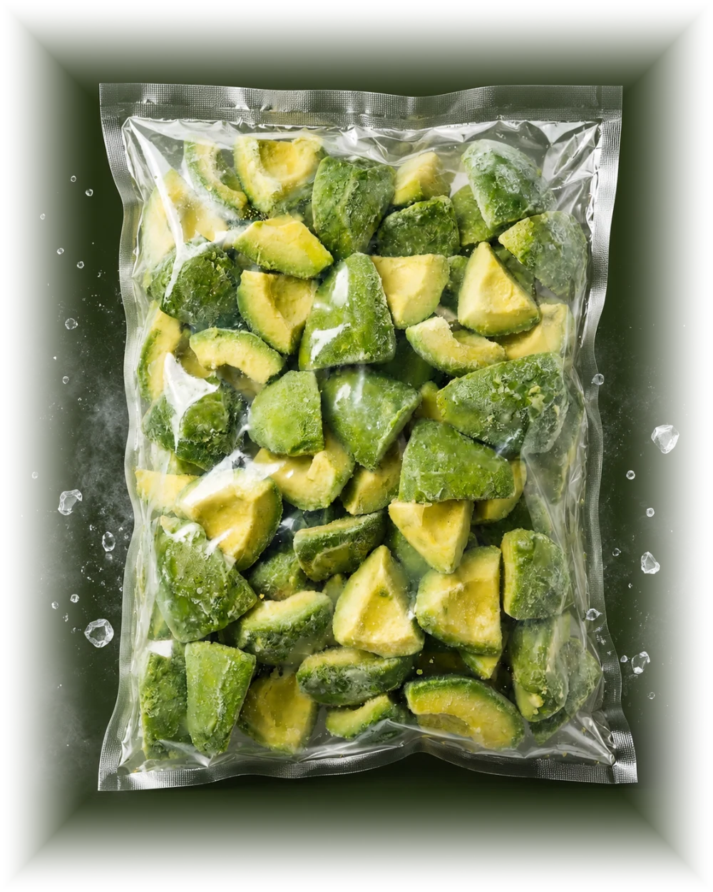 Aguacate Hass congelado IQF en mitades y trozos, empaque al vacío MexFrut
