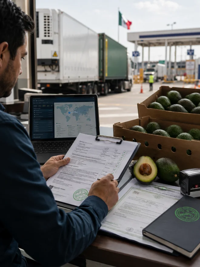 Revisión de documentación y cumplimiento para importación de aguacate Hass MexFrut